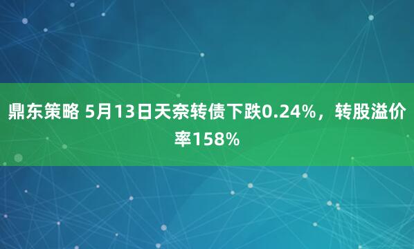 鼎东策略 5月13日天奈转债下跌0.24%，转股溢价率158%